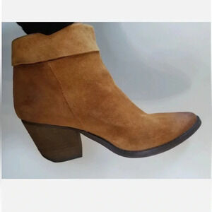 Aldo | Genuine leather booties - suede style Cognac - 6.5